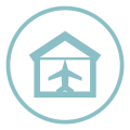 Aviation Property hangar and airplane icon